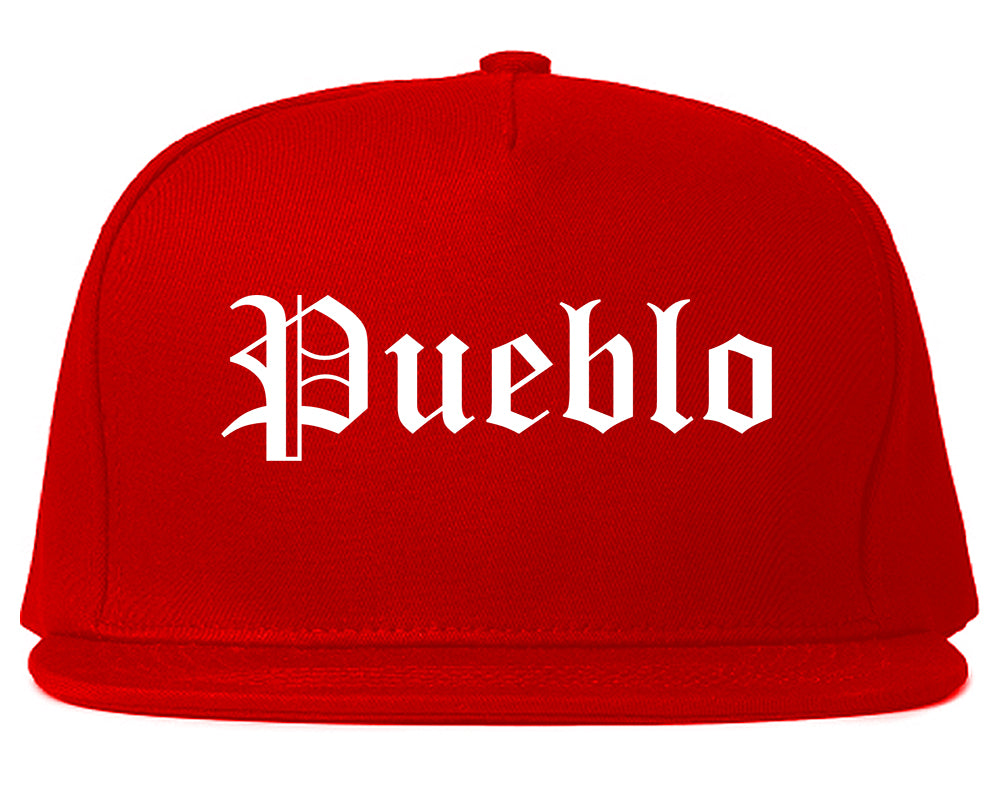 Pueblo Colorado CO Old English Mens Snapback Hat Red