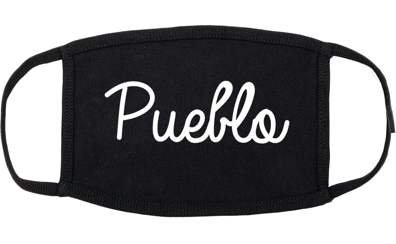 Pueblo Colorado CO Script Cotton Face Mask Black