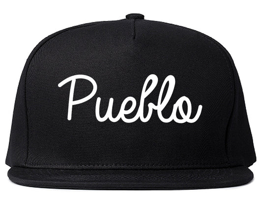 Pueblo Colorado CO Script Mens Snapback Hat Black