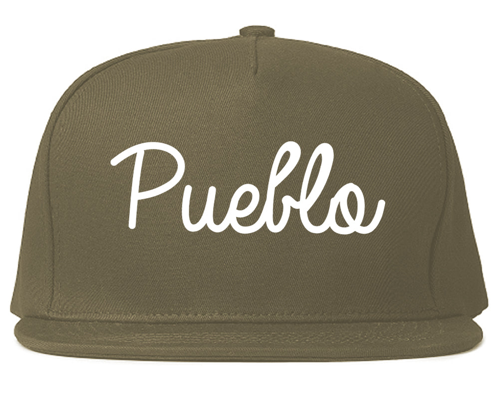 Pueblo Colorado CO Script Mens Snapback Hat Grey