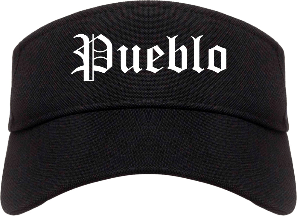 Pueblo Colorado CO Old English Mens Visor Cap Hat Black