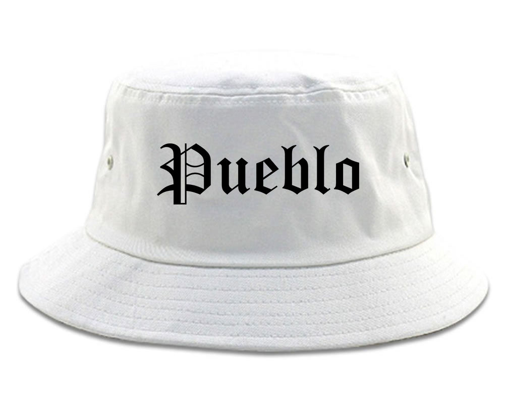 Pueblo Colorado CO Old English Mens Bucket Hat White