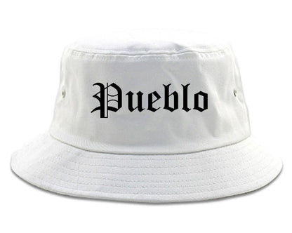 Pueblo Colorado CO Old English Mens Bucket Hat White