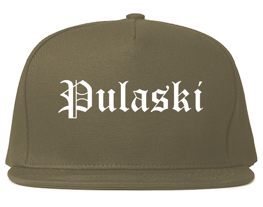 Pulaski Tennessee TN Old English Mens Snapback Hat Grey