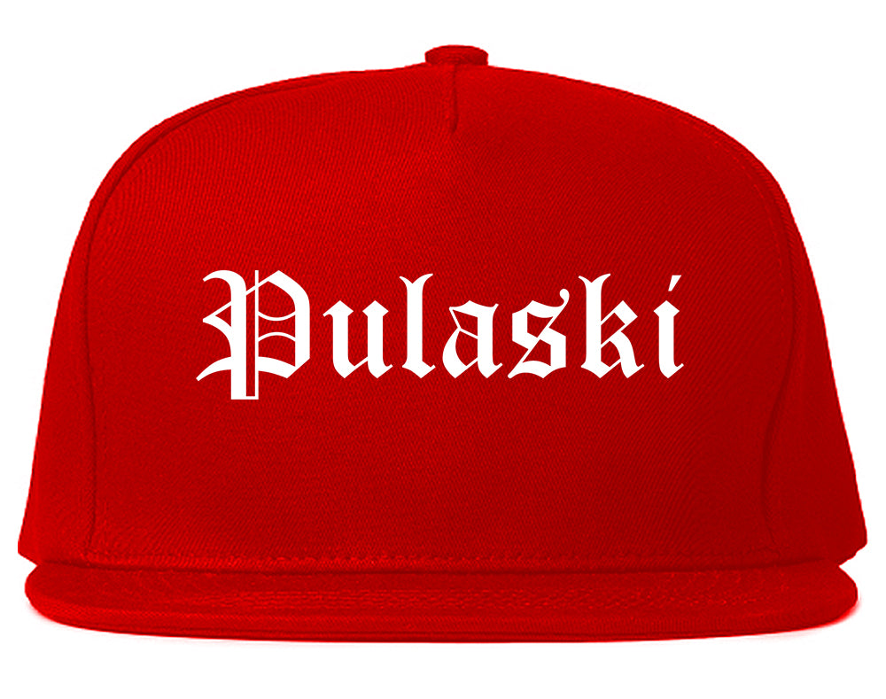 Pulaski Tennessee TN Old English Mens Snapback Hat Red