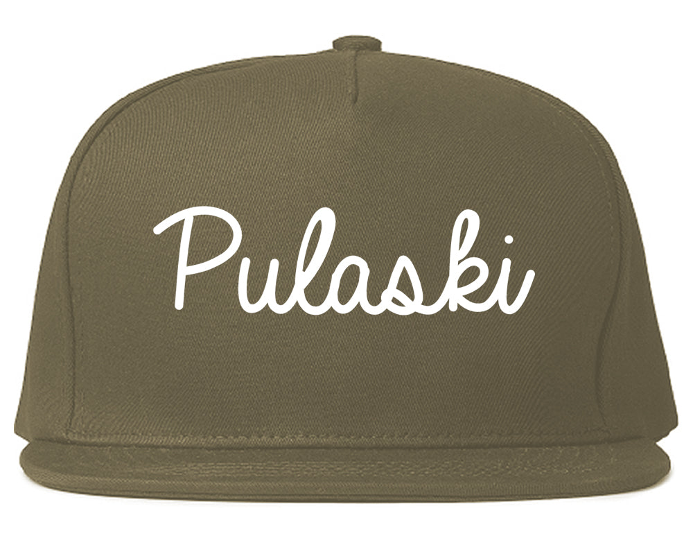 Pulaski Tennessee TN Script Mens Snapback Hat Grey