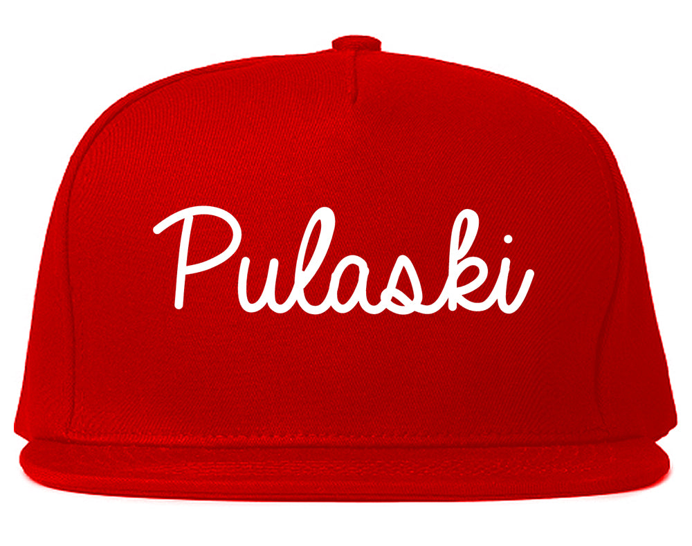 Pulaski Tennessee TN Script Mens Snapback Hat Red