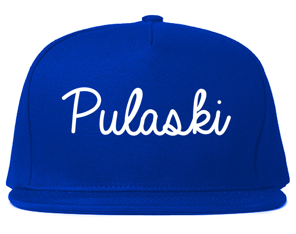 Pulaski Tennessee TN Script Mens Snapback Hat Royal Blue