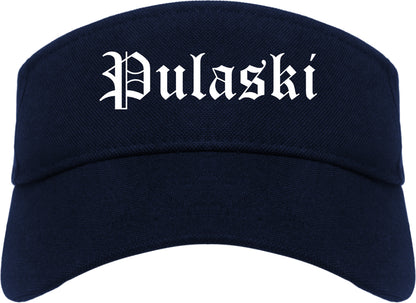 Pulaski Tennessee TN Old English Mens Visor Cap Hat Navy Blue