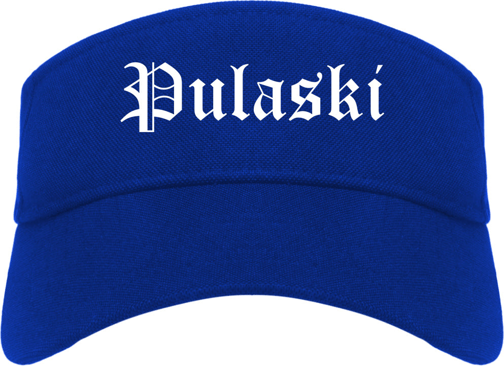 Pulaski Tennessee TN Old English Mens Visor Cap Hat Royal Blue
