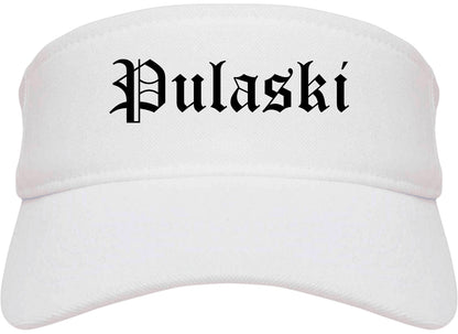 Pulaski Tennessee TN Old English Mens Visor Cap Hat White