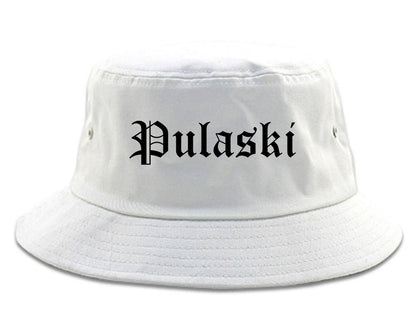 Pulaski Tennessee TN Old English Mens Bucket Hat White