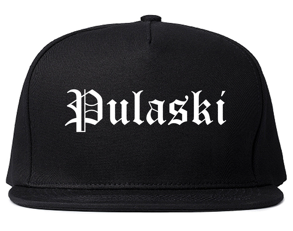 Pulaski Virginia VA Old English Mens Snapback Hat Black
