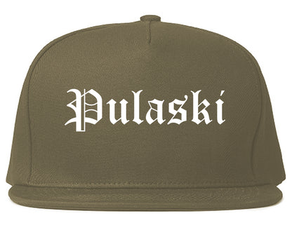 Pulaski Virginia VA Old English Mens Snapback Hat Grey