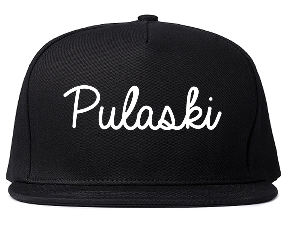 Pulaski Virginia VA Script Mens Snapback Hat Black