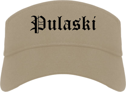 Pulaski Virginia VA Old English Mens Visor Cap Hat Khaki