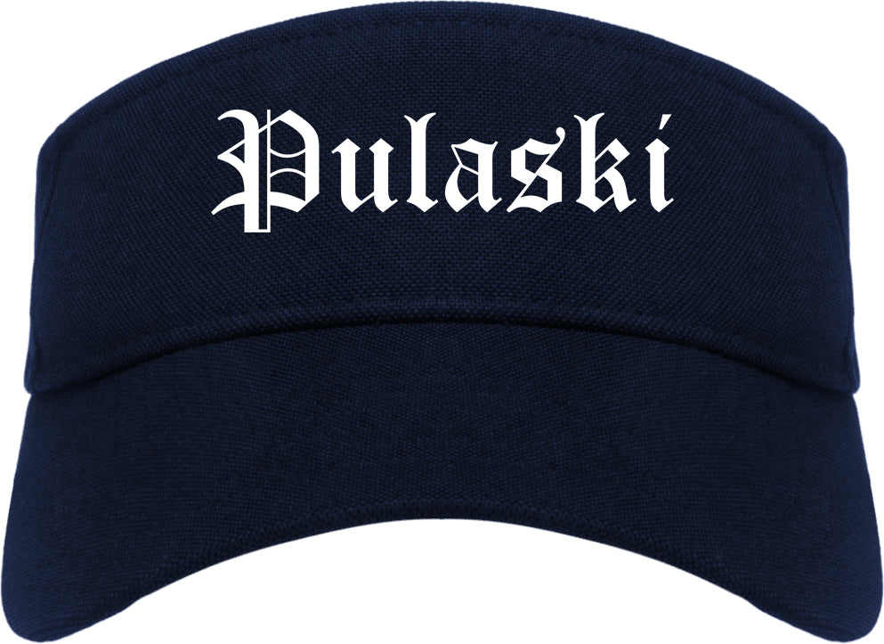 Pulaski Virginia VA Old English Mens Visor Cap Hat Navy Blue
