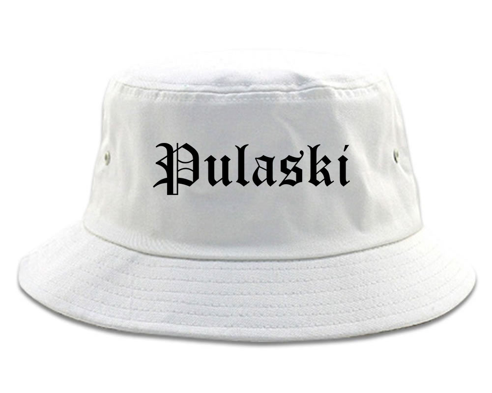 Pulaski Virginia VA Old English Mens Bucket Hat White