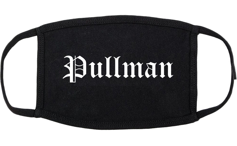 Pullman Washington WA Old English Cotton Face Mask Black
