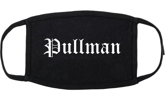 Pullman Washington WA Old English Cotton Face Mask Black