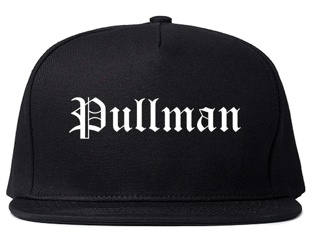Pullman Washington WA Old English Mens Snapback Hat Black