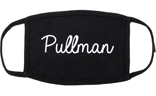 Pullman Washington WA Script Cotton Face Mask Black
