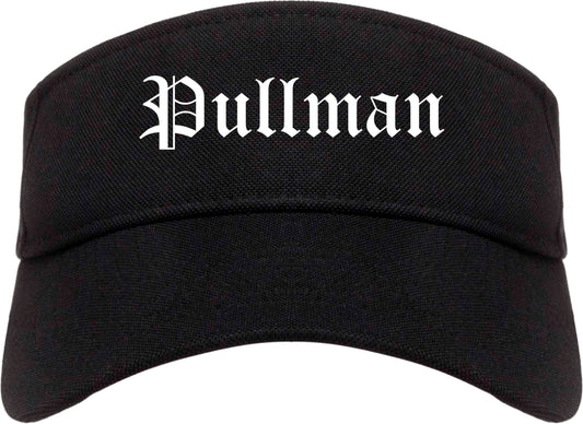 Pullman Washington WA Old English Mens Visor Cap Hat Black
