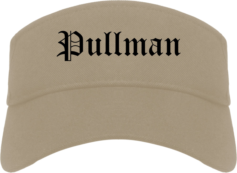 Pullman Washington WA Old English Mens Visor Cap Hat Khaki