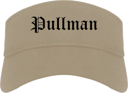 Pullman Washington WA Old English Mens Visor Cap Hat Khaki
