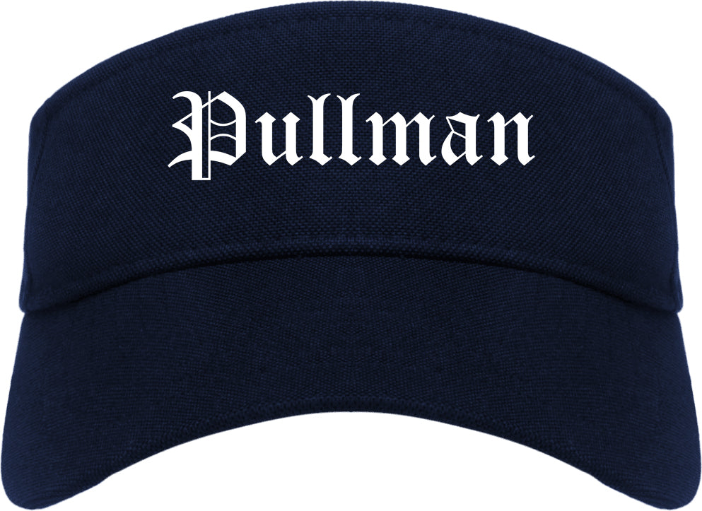 Pullman Washington WA Old English Mens Visor Cap Hat Navy Blue