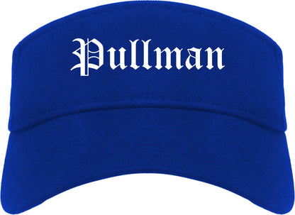 Pullman Washington WA Old English Mens Visor Cap Hat Royal Blue