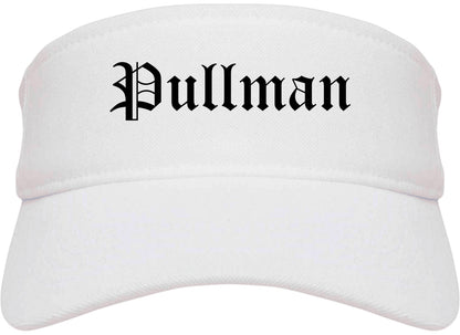 Pullman Washington WA Old English Mens Visor Cap Hat White