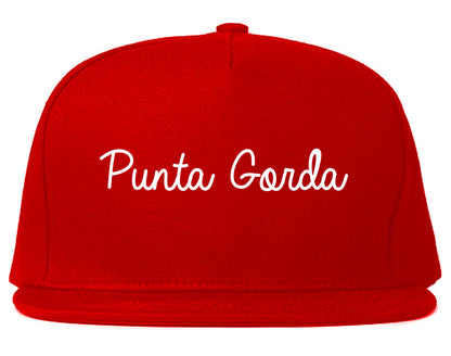 Punta Gorda Florida FL Script Mens Snapback Hat Red