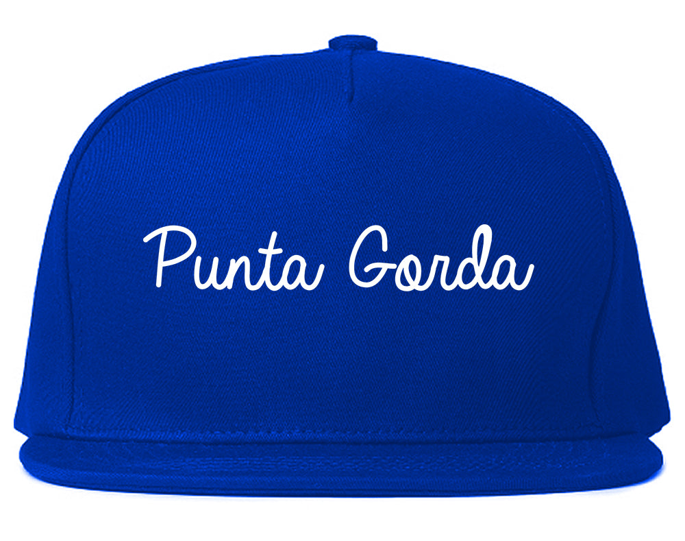 Punta Gorda Florida FL Script Mens Snapback Hat Royal Blue