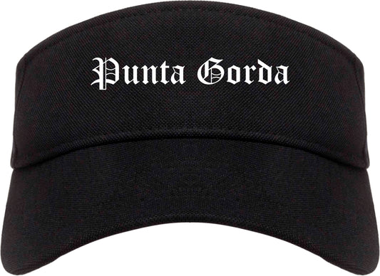 Punta Gorda Florida FL Old English Mens Visor Cap Hat Black