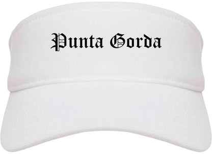 Punta Gorda Florida FL Old English Mens Visor Cap Hat White