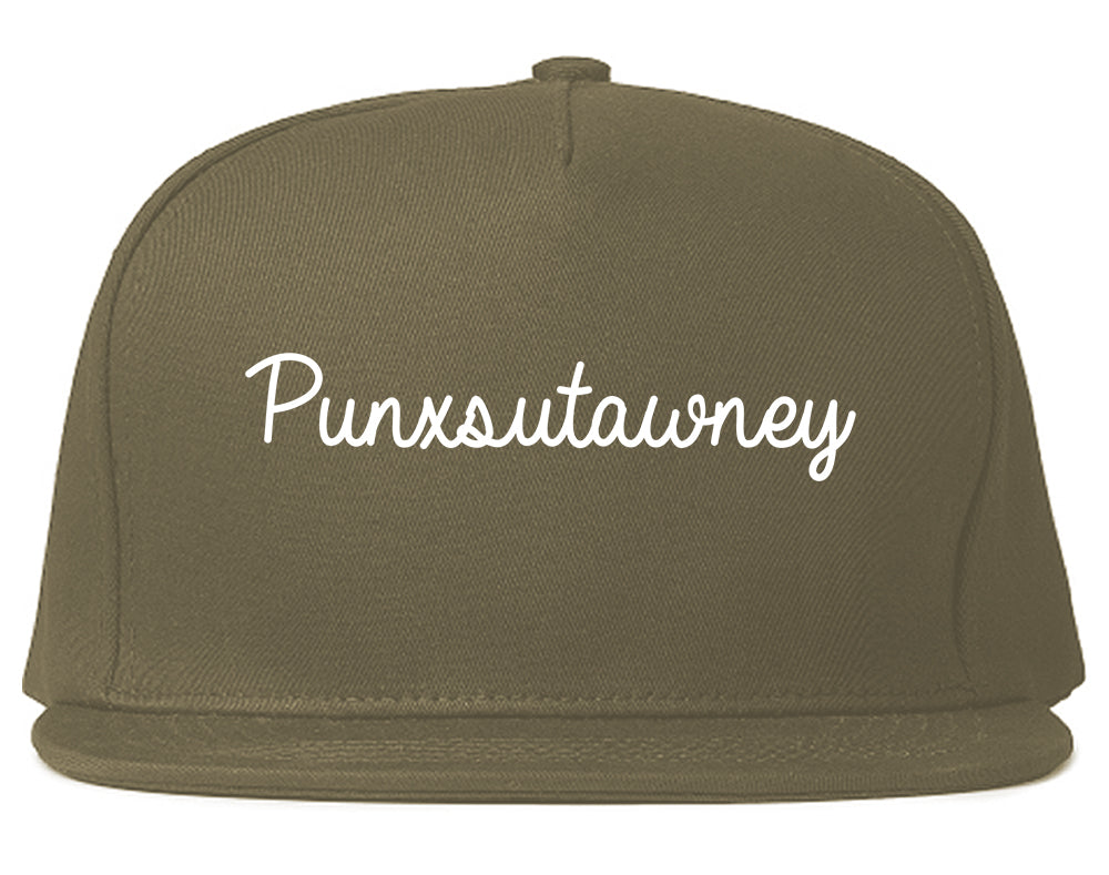Punxsutawney Pennsylvania PA Script Mens Snapback Hat Grey