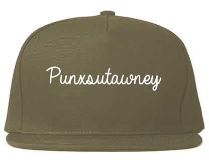 Punxsutawney Pennsylvania PA Script Mens Snapback Hat Grey