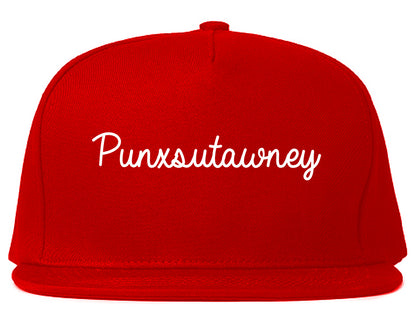 Punxsutawney Pennsylvania PA Script Mens Snapback Hat Red