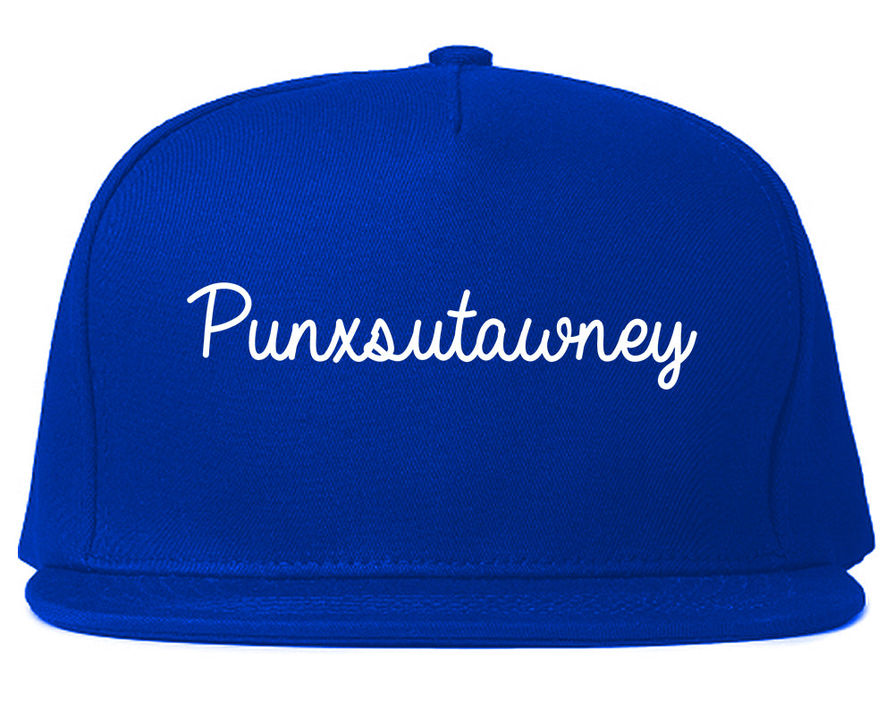 Punxsutawney Pennsylvania PA Script Mens Snapback Hat Royal Blue