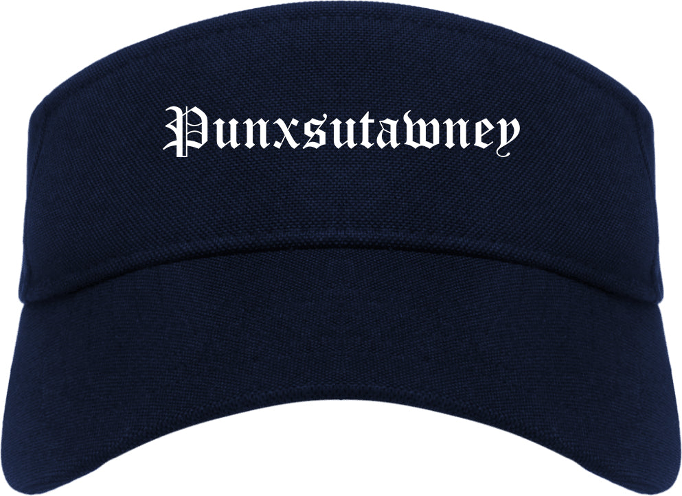 Punxsutawney Pennsylvania PA Old English Mens Visor Cap Hat Navy Blue