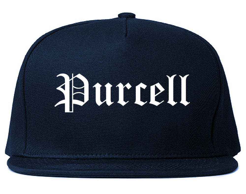 Purcell Oklahoma OK Old English Mens Snapback Hat Navy Blue