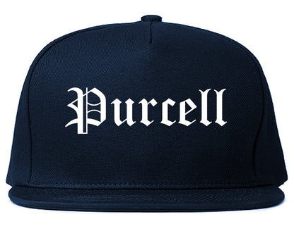 Purcell Oklahoma OK Old English Mens Snapback Hat Navy Blue