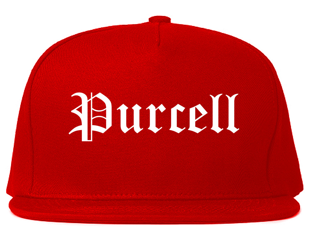 Purcell Oklahoma OK Old English Mens Snapback Hat Red