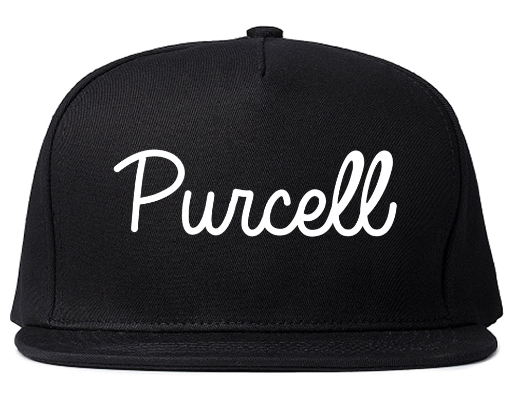 Purcell Oklahoma OK Script Mens Snapback Hat Black
