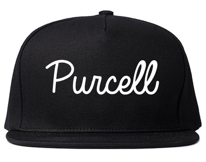 Purcell Oklahoma OK Script Mens Snapback Hat Black