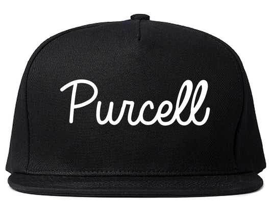 Purcell Oklahoma OK Script Mens Snapback Hat Black