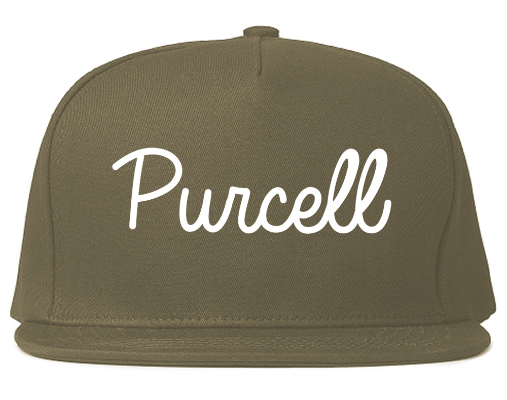 Purcell Oklahoma OK Script Mens Snapback Hat Grey