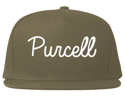 Purcell Oklahoma OK Script Mens Snapback Hat Grey