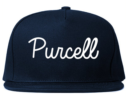 Purcell Oklahoma OK Script Mens Snapback Hat Navy Blue